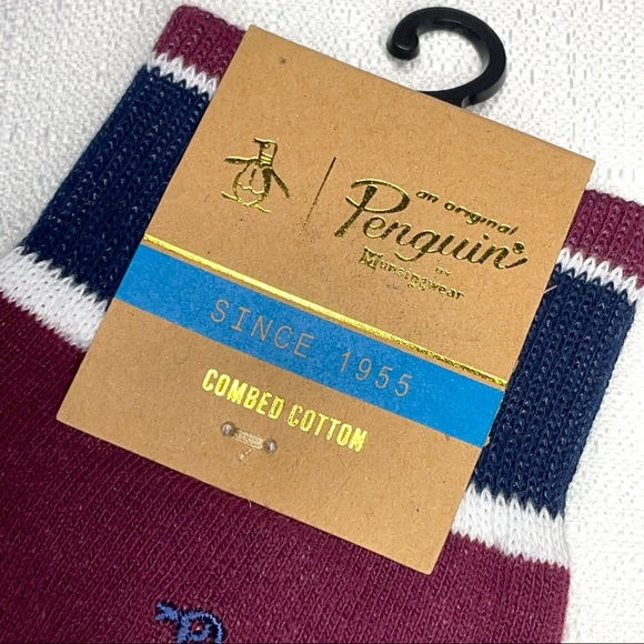 Original Penguin Men’s Casual Dress Socks Combed Cotton Blend Burgundy New NWT - Picture 4 of 12